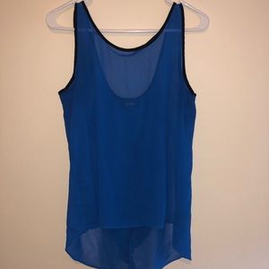 Blue tank top with black bow backing